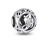 NINGAN Charm-Anhänger, 925 Sterlingsilber, Motiv: Buchstabe des Alphabets, für Armbänder, kompatibel mit europäischen Armbändern