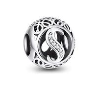 NINGAN Charm-Anhänger, 925 Sterlingsilber, Motiv: Buchstabe des Alphabets, für Armbänder, kompatibel mit europäischen Armbändern