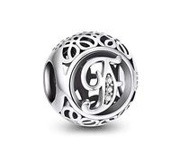 NINGAN Charm-Anhänger, 925 Sterlingsilber, Motiv: Buchstabe des Alphabets, für Armbänder, kompatibel mit europäischen Armbändern