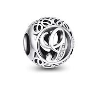 NINGAN Charm-Anhänger, 925 Sterlingsilber, Motiv: Buchstabe des Alphabets, für Armbänder, kompatibel mit europäischen Armbändern