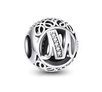 NINGAN Charm-Anhänger, 925 Sterlingsilber, Motiv: Buchstabe des Alphabets, für Armbänder, kompatibel mit europäischen Armbändern