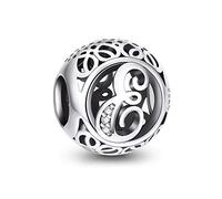 NINGAN Charm-Anhänger, 925 Sterlingsilber, Motiv: Buchstabe des Alphabets, für Armbänder, kompatibel mit europäischen Armbändern