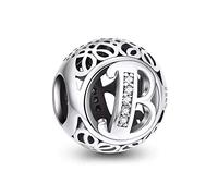 NINGAN Charm-Anhänger, 925 Sterlingsilber, Motiv: Buchstabe des Alphabets, für Armbänder, kompatibel mit europäischen Armbändern