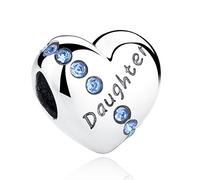 NINGAN Charm-Anhänger, 925er Sterlingsilber, Herz-Design, für Schmuck und europäische Armbänder (Tochter A)