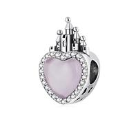 NINGAN Charme des herzförmigen Schlosses 925 Sterling Silber bunte Edelstein Perlen Kompatibel mit Damenarmband und Valentinstagsgeschenk