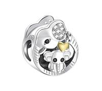 NINGAN Geschenke für Mama, Mama und Baby Elefant Charme passt Charms Armband, 925 Sterling Silber Liebe Herz Charme - Muttertag Geburtstag Schmuck Geschenk für Frauen