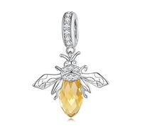 NINGAN Glänzender Topas-CharmeNINGAN 925 Sterling Silber Biene Anhänger Geeignet für Damen Anhänger Halskette