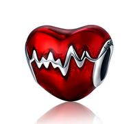 NINGAN "I love you (I love you)" Herz Perle Charme Damen Sterling Silber 925 Herz Charme und 5A Zirkon kompatible europäische Armband (Rot-2)