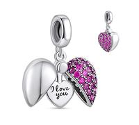 NINGAN “I Love You (Ich liebe dich)” Herz Charm-Anhänger 925 Sterling Silber Charm Bead für europäische Armbänder und Halsketten (Lila)