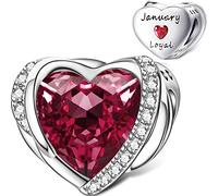 NINGAN Januar Birthstone Charms für Frauen Charms Armband, Engel Flügel 925 Sterling Silber Liebe Herz Bead Anhänger Graviert Ehrgeizig, Geburtstag Muttertag Schmuck Geschenke für Frauen Mädchen