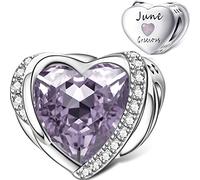 NINGAN Juni Birthstone Charms für Frauen Charms Armband, Engel Flügel 925 Sterling Silber Liebe Herz Bead Anhänger Graviert Ehrgeizig, Geburtstag Muttertag Schmuck Geschenke für Frauen Mädchen