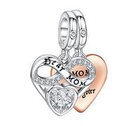 NINGAN liebe Mama 925 Sterling Silber Anhänger Infinite Heart Rose Gold Anhänger Geeignet für Damen Armband Halskette