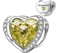 NINGAN November Birthstone Charms für Frauen Charms Armband, Engel Flügel 925 Sterling Silber Liebe Herz Bead Anhänger Graviert Ehrgeizig, Geburtstag Muttertag Schmuck Geschenke für Frauen Mädchen