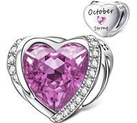 NINGAN Oktober Birthstone Charms für Frauen Charms Armband, Engel Flügel 925 Sterling Silber Liebe Herz Bead Anhänger Graviert Ehrgeizig, Geburtstag Muttertag Schmuck Geschenke für Frauen Mädchen