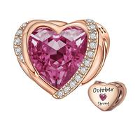 NINGAN Roségold Oktober Birthstone Charms für Frauen Charms Armband, Engel Flügel 925 Sterling Silber Liebe Herz Bead Anhänger Graviert Ehrgeizig, Geburtstag für Mädche