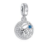 NINGAN Schildkröte Anhänger 925 Sterling Silber Charme Glänzender blauer Edelstein Anhänger passend für Damen Armband Halskette