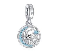 NINGAN Schildkröte Anhänger 925 Sterling Silber Charme Glänzender blauer Edelstein Anhänger passend für Damen Armband Halskette(A)