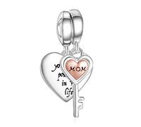 NINGAN Schlüssel Liebe Anhänger 925 Sterling Silber Anhänger Schmuck Geschenk zum Muttertag Geeignet für Damen Armband Halskette