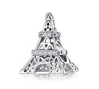 NINGAN Sterling Silber 925 Eiffelturm Charme Gehe zu Reise Serie Perlen passend für Damen Armband