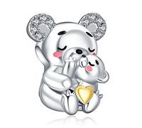 NINGAN Süßes Baby Bär und Mamas Charme 925 Sterling Silber Damen Armband Perlen Geburtstagsgeschenk für Freunde und Familie