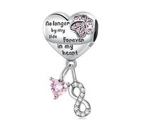 NINGAN Unendlicher herzförmiger Charme Rosa Edelstein Kralle Print Perlen Kompatibel mit Damenarmband