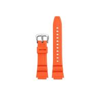 NINOMA 18 mm schwarzes, orangefarbenes Silikon-Uhrenarmband mit konvexer Verbindung, kompatibel mit Casio W218H/AE-1200/SGW-300/MRW-200, Gummi-Uhrenarmband, Uhrenzubehör(Orange-silver)