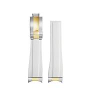 NINOMA 20 mm 21 mm 22 mm gebogenes Gummi-Uhrenarmband, kompatibel mit Tudor Biwan M79030 M79230/79220 M7939G1, spezielles gebogenes Gummi-Uhrenarmband, Schwarz/Blau(White-Silver Gold,22mm)