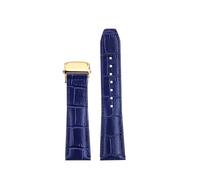 NINOMA 20 mm 22 mm Universal-Uhrenarmband aus echtem Leder, kompatibel mit Maurice Lacroix MP6528 Pontos PT6158, Rindslederarmband mit Schnallenstil(Blue-gold,20mm)