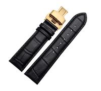NINOMA Echtleder-Uhrenarmband for Männer und Frauen, kompatibel mit Armani AR1945 1946 AR2500 2502 1981, Rindsleder-Uhrenarmband, 14 18 20 22 mm Armband(Black-gold B,14mm)