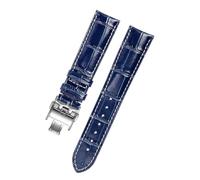 NINOMA Kalbsleder-Uhrenarmband, kompatibel mit Longines L3 Masters Collection Uhrenarmband, Gürtel, Rindsleder, 19, 20, 21 mm(Blue silver Butter,21mm)