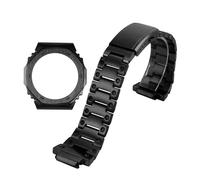 NINOMA Modifiziertes Lünettenarmband, kompatibel mit Casio G-Shock Ga-2100, Edelstahl-Uhrenarmband, Metallgehäuse, Ga2100, Ga2110, Ga-b2100, Herrenzubehör(Black case-strap)