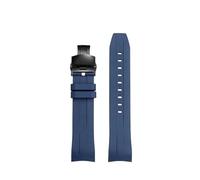 NINOMA Orange Schwarz Blau Silikon Uhr Zubehör Kompatibel Mit Citizen Promaster Serie JY8078/8074/8085 Gummi Armband 22mm PinBuckle Strap(Blue-Black)