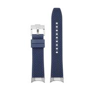 NINOMA Schwarz-blaues, gebogenes Gelenk, wasserdichtes Fluorkautschuk-Uhrenarmband, kompatibel mit Tudor 1958BLACK BAY M79030N M79030b, Uhrenarmband, modifiziertes Herrenarmband(Blue-silver,22mm)