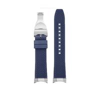 NINOMA Schwarz-blaues, gebogenes Gelenk, wasserdichtes Fluorkautschuk-Uhrenarmband, kompatibel mit Tudor 1958BLACK BAY M79030N M79030b, Uhrenarmband, modifiziertes Herrenarmband(1Black-silver,20mm)