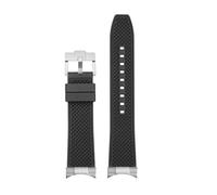 NINOMA Schwarz-blaues, gebogenes Gelenk, wasserdichtes Fluorkautschuk-Uhrenarmband, kompatibel mit Tudor 1958BLACK BAY M79030N M79030b, Uhrenarmband, modifiziertes Herrenarmband(Black-silver,22mm)
