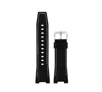 NINOMA Uhrenzubehörband Kompatibel Mit Casio GST-W120L / S120 / W130L / S100 / S110 Uhrenarmband Nylon & Leder Uhrenarmband Gürtel 26 * 14mm(A-nylon-Black Silver)