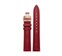 NINOMA Weiches Echtleder-Uhrenarmband 12 mm 14 mm 15 16 mm 18 mm Damenarmband mit Schmetterlingsschnalle, kompatibel mit Tissot, Longines, Casio, Fossil(Red rose gold,14mm)