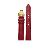 NINOMA Weiches Echtleder-Uhrenarmband 12 mm 14 mm 15 16 mm 18 mm Damenarmband mit Schmetterlingsschnalle, kompatibel mit Tissot, Longines, Casio, Fossil(Red gold,18mm)