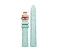 NINOMA Weiches Echtleder-Uhrenarmband 12 mm 14 mm 15 16 mm 18 mm Damenarmband mit Schmetterlingsschnalle, kompatibel mit Tissot, Longines, Casio, Fossil(Sky Blue rose gold,18mm)