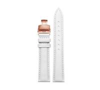 NINOMA Weiches Echtleder-Uhrenarmband 12 mm 14 mm 15 16 mm 18 mm Damenarmband mit Schmetterlingsschnalle, kompatibel mit Tissot, Longines, Casio, Fossil(White rose gold,20mm)