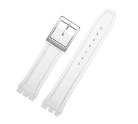 NINOMA Weiches Rindslederarmband, kompatibel mit Swatch-Uhrenarmband, 17 mm, 19 mm, Handgelenkband, blau, rot, schwarz, Uhrenarmbänder, Damen, Herren, Uhrengürtel, Zubehör(White sk,19mm)