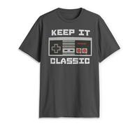 Nintendo Herren Keep It Classic T-Shirt, Dunkelgrau, L