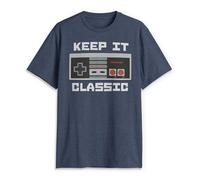 Nintendo Herren Keep It Classic T-Shirt, Marineblau, meliert, XL