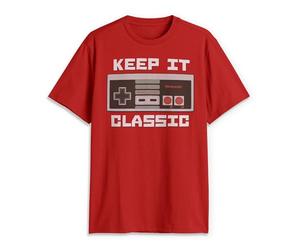 Nintendo Herren Keep It Classic T-Shirt, Rot/Ausflug, einfarbig (Getaway Solids), Mittel