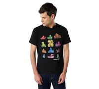 Nintendo Herren Mario Kart Bunte Charakter-Profil-Silhouetten T-Shirt, Schwarz, Klein