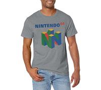 Nintendo Herren N64 Logo Kurzarm T-Shirt, Athletic meliert, L