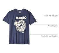 Nintendo Herren So Mario T-Shirt, Marineblau, meliert, Mittel