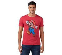 Nintendo Herren Super Mario Jump Pose T-Shirt, Rot meliert, L