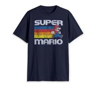 Nintendo Herren Super Mario Running Retro Stripe T-Shirt, Marineblau, XX-Large