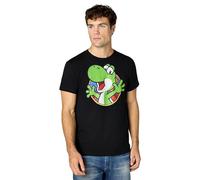 Nintendo Herren Super Mario Yoshi Color Fade Circle Logo T-Shirt, Schwarz, Klein